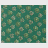 Green Elegant Gold Snowflakes Pattern New Year ラッピングペーパー (フラット)