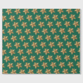 Green Elegant Gold Stars Pattern New Year winter ラッピングペーパー (フラット)