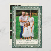 Green Elegant Tile Border Photo シーズンカード (正面/裏面)