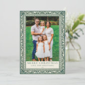 Green Elegant Tile Border Photo シーズンカード (スタンド正面)