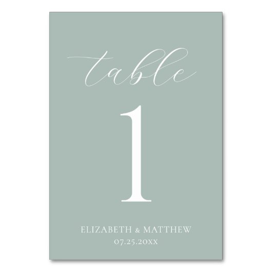 Green Elegant Wedding テーブルナンバー (正面)