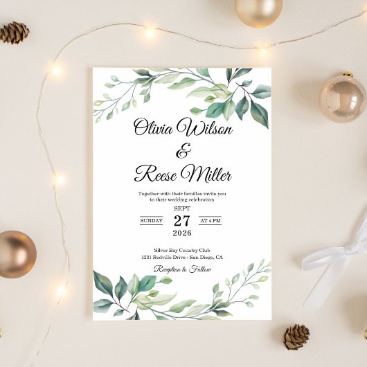 Green Elegant Wedding 招待状