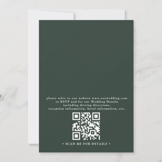 Green Emerald Tidepool Elegant QR Code Wedding 招待状 (裏面)