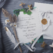 Green Emerald Tidepool Elegant QR Code Wedding 招待状