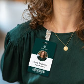 Green Employee Name Business Logo Staff Tag バッジ