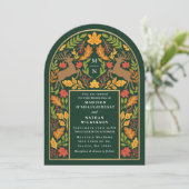 Green Enchanted Woodland Deer Arch Wedding 招待状 (スタンド正面)