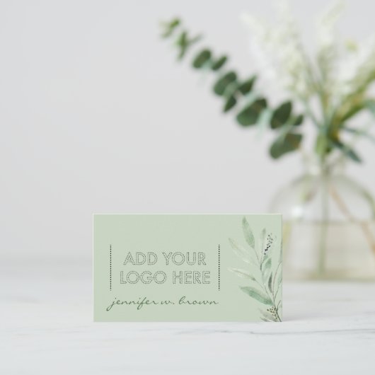 Green Essential Oils Add your custom logo floral 名刺 (スタンド正面)