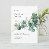 Green Eucalyptus Botanical Boho Watercolor Wedding 招待状 (スタンド正面)