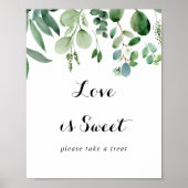 Green Eucalyptus Botanical Love Is Sweet Sign ポスター (正面)