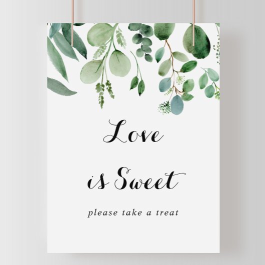 Green Eucalyptus Botanical Love Is Sweet Sign ポスター