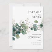 Green Eucalyptus Botanical Watercolor Wedding  招待状 (裏面)
