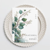 Green Eucalyptus Botanical Watercolor Wedding 招待状