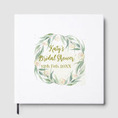Green eucalyptus floral bridal shower name date go ゲストブック (正面)