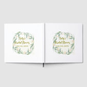 Green eucalyptus floral bridal shower name date go ゲストブック (全面)