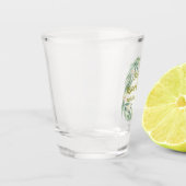 Green eucalyptus floral bridal shower name date go ショットグラス (左)