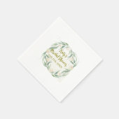 Green eucalyptus floral bridal shower name date go スタンダードカクテルナプキン (角)