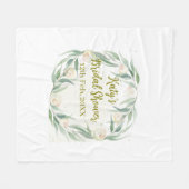 Green eucalyptus floral bridal shower name date go フリースブランケット (正面(横))