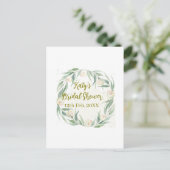 Green eucalyptus floral bridal shower name date go ポストカード (スタンド正面)