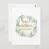 Green eucalyptus floral bridal shower name date go ポストカード (正面/裏面)