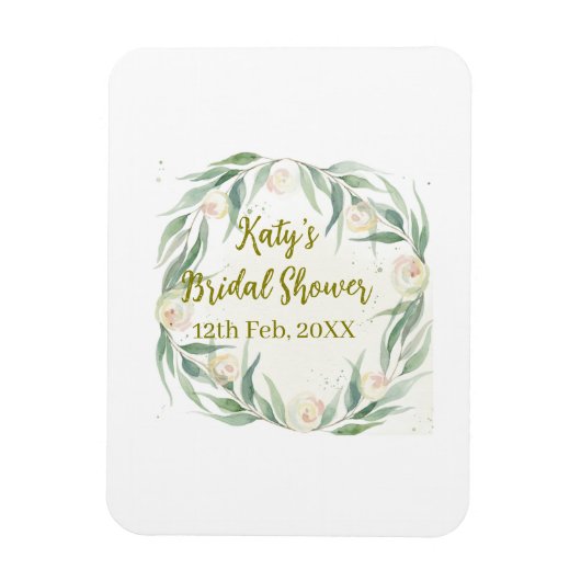 Green eucalyptus floral bridal shower name date go マグネット (縦)