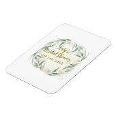 Green eucalyptus floral bridal shower name date go マグネット (左側)