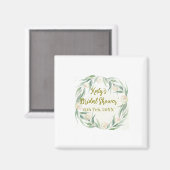 Green eucalyptus floral bridal shower name date go マグネット (正面/裏面)