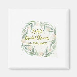 Green eucalyptus floral bridal shower name date go マグネット