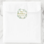 Green eucalyptus floral bridal shower name date go ラウンドシール (バッグ)