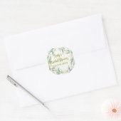Green eucalyptus floral bridal shower name date go ラウンドシール (封筒)