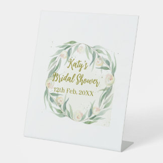 Green eucalyptus floral bridal shower name date go 台座サイン
