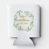 Green eucalyptus floral bridal shower name date go 缶クーラー (裏面)