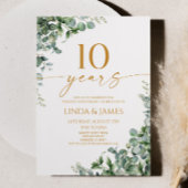 Green Eucalyptus Gold 10th Wedding Anniversary 招待状