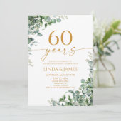 Green Eucalyptus Gold 60th Wedding Anniversary 招待状 (スタンド正面)