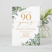 Green Eucalyptus Gold 90th Birthday Party 招待状 (スタンド正面)