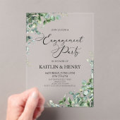 Green Eucalyptus Leaves Botanical Engagement Party アクリル招待状 (インサイチュ (ポータブル))