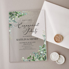 Green Eucalyptus Leaves Botanical Engagement Party アクリル招待状
