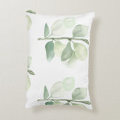 Green Eucalyptus Leaves, delicate pastel decor アクセントクッション (裏面(縦))