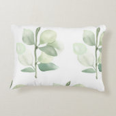 Green Eucalyptus Leaves, delicate pastel decor アクセントクッション (裏面)