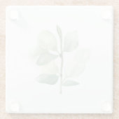 Green Eucalyptus Leaves, delicate pastel decor ガラスコースター (裏面)