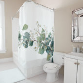 Green Eucalyptus Pastel Floral Whimsical Botanical シャワーカーテン (インサイチュ)