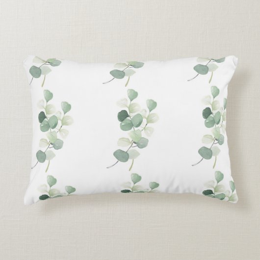 Green Eucalyptus Pastel Leaves Duvet Cover アクセントクッション (正面)