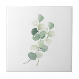 Green Eucalyptus Pastel Leaves Duvet Cover タイル