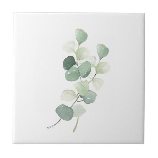 Green Eucalyptus Pastel Leaves Duvet Cover タイル (正面)