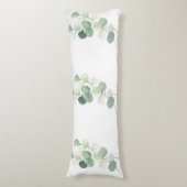 Green Eucalyptus Pastel Leaves Duvet Cover ボディピロー (正面縦)