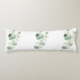 Green Eucalyptus Pastel Leaves Duvet Cover ボディピロー