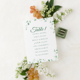 Green Eucalyptus Wedding Seating Chart Card テーブルナンバー