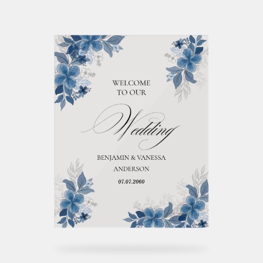 Green Eucalyptus Wedding Welcome Sign アクリルサイン (正面)