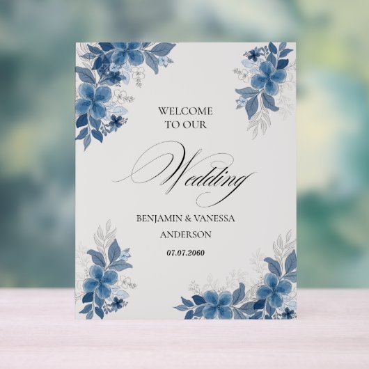 Green Eucalyptus Wedding Welcome Sign アクリルサイン (ニュートラル)