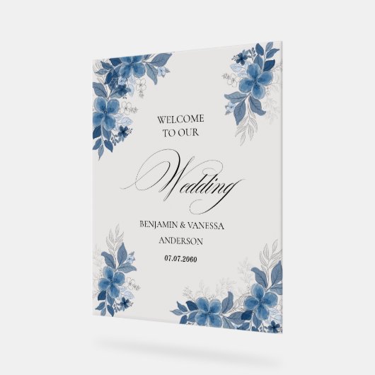 Green Eucalyptus Wedding Welcome Sign アクリルサイン (傾斜)