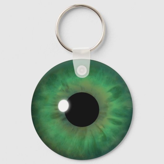 Green Eye Iris Eyeball Cool Custom Round Key Chain キーホルダー (正面)
